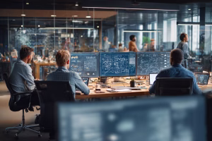 business team planning data architecture strategy using edge and cloud