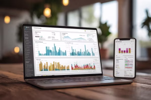 Cloud cost dashboard showing month-over-month Azure and AWS spend