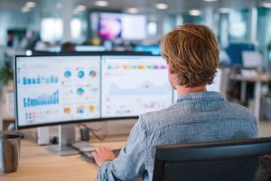 Diagram showing disconnected apps being consolidated into an integrated digital system
