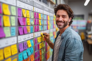 Project prioritization board showing impact vs effort for digital transformation