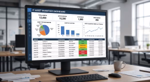 IT asset inventory dashboard on a computer screen