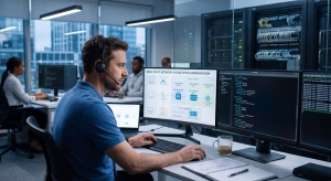 IT professional configuring a zero-trust security model on an enterprise network