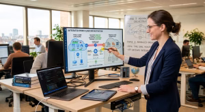 hybrid cloud architecture showing integration of public and private clouds